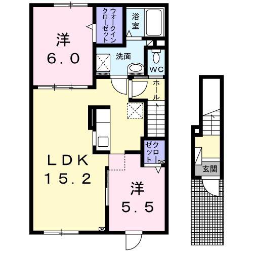 アザレア(2LDK/2階)の間取り写真