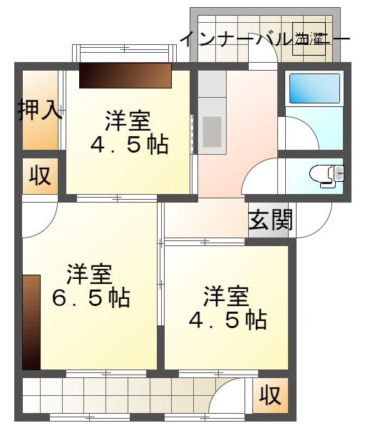 舞子片山団地(3K/2階)の間取り写真