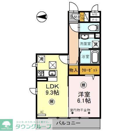 オークリーフ三郷 B(1LDK/1階)の間取り写真