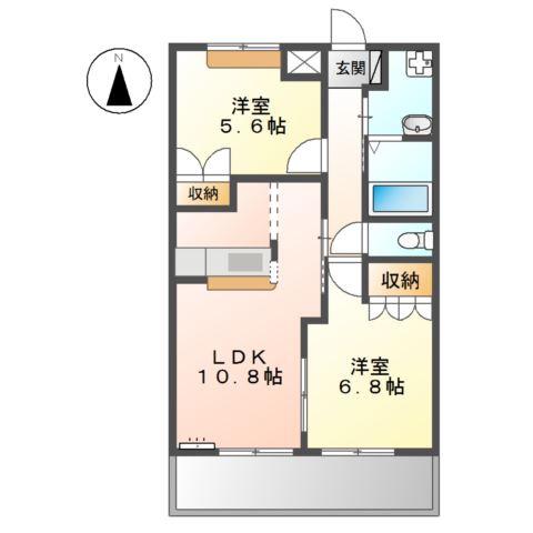 FELICE奥鳥井I番館(2LDK/2階)の間取り写真