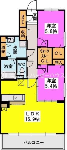 ルーチェ(2LDK/5階)の間取り写真