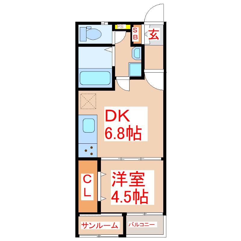 LEA TERRACE(1DK/1階)の間取り写真