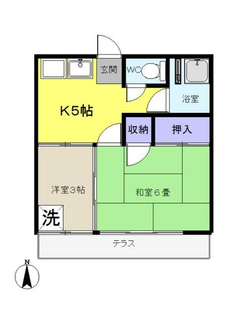 東りんどう荘(2K/1階)の間取り写真