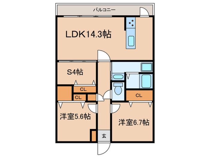 CASA・FIORE(2SLDK/1階)の間取り写真