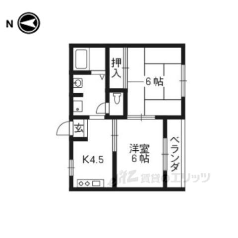 メゾンノーブル(2DK/1階)の間取り写真