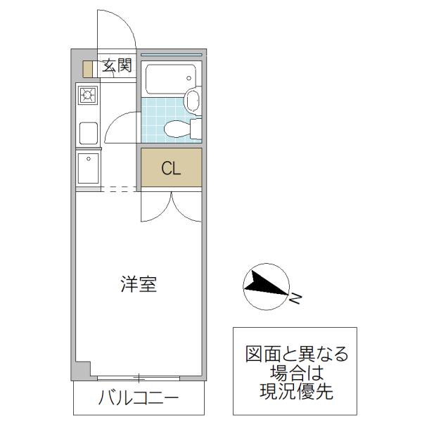 ガーデンヒルズ那珂(ワンルーム/1階)の間取り写真