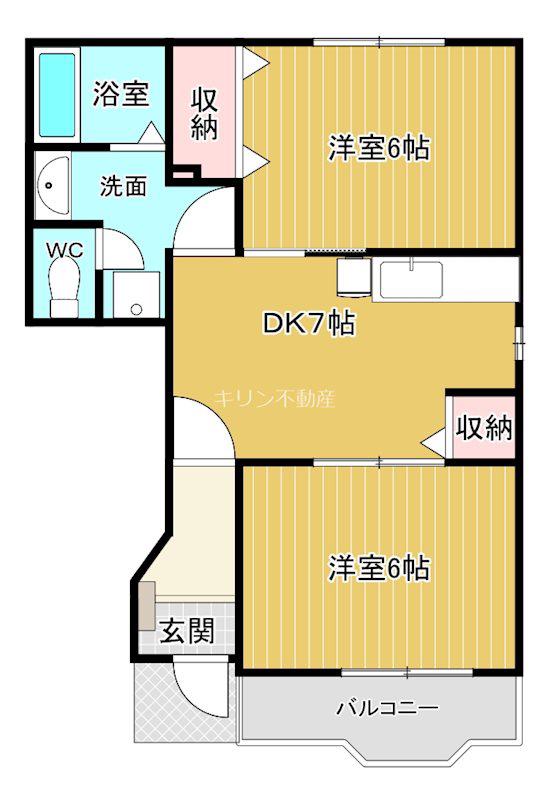 グラン パティオA(2DK/1階)の間取り写真