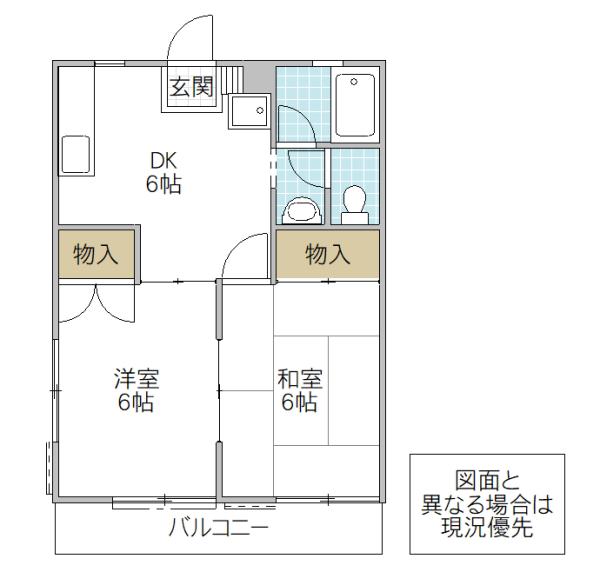 ムーンライトシックス(2DK/1階)の間取り写真