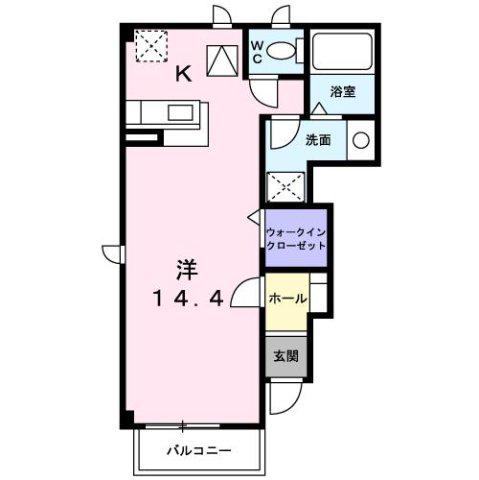 ラフィネ・S II(ワンルーム/1階)の間取り写真
