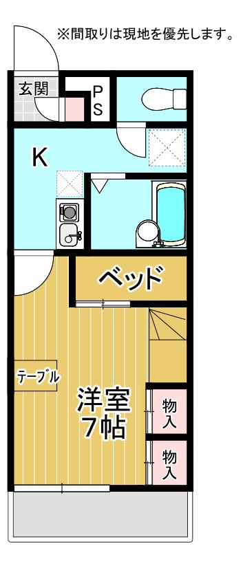 ピコ上安久(1K/1階)の間取り写真