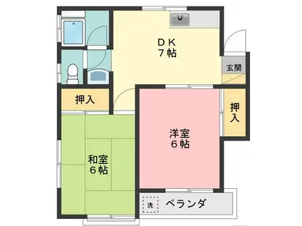 コーポヒロシ(2DK/2階)の間取り写真