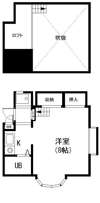 ビスタ 山手(1K/2階)の間取り写真