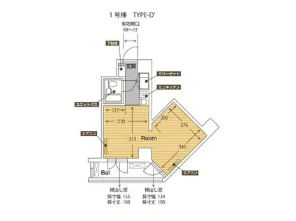 カレッジタウン(1DK/10階)の間取り写真