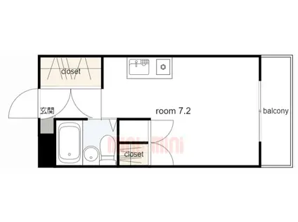 プレジール有瀬(ワンルーム/2階)の間取り写真