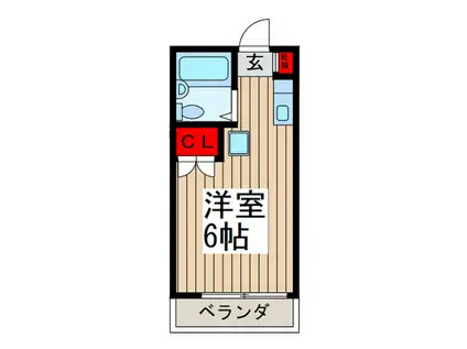 クレール菅野(ワンルーム/2階)の間取り写真