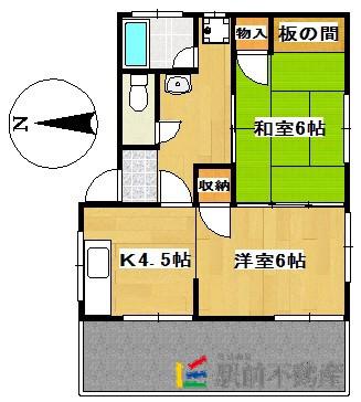 クリスタルメゾン吉野II(2DK/2階)の間取り写真
