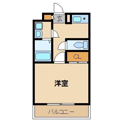 スクエアハウスQ(1K/2階)の間取り写真