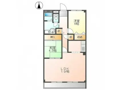 スカイヒルズ新道出(2LDK/1階)の間取り写真