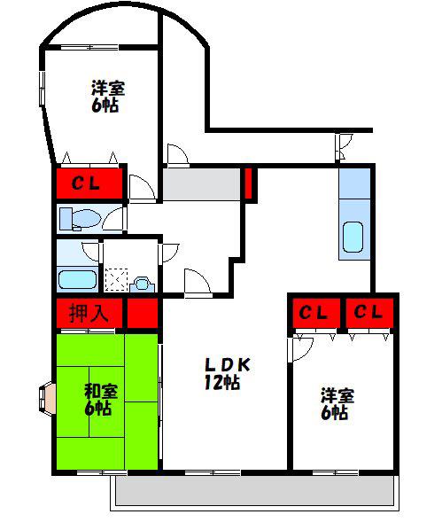 エスペランサ(3LDK/4階)の間取り写真