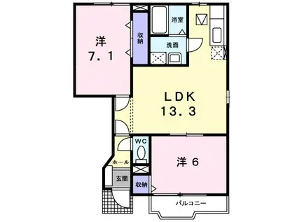 カーサ ラウレールI(2LDK/1階)の間取り写真