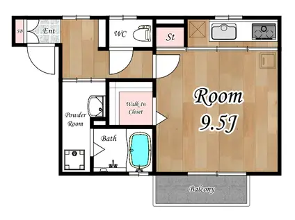 PORTE(ワンルーム/1階)の間取り写真