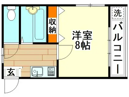 ポプラール(1K/2階)の間取り写真