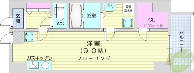 フィオーレ北山(ワンルーム/1階)の間取り写真