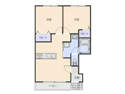 プランドール壱番館(2LDK/1階)の間取り写真