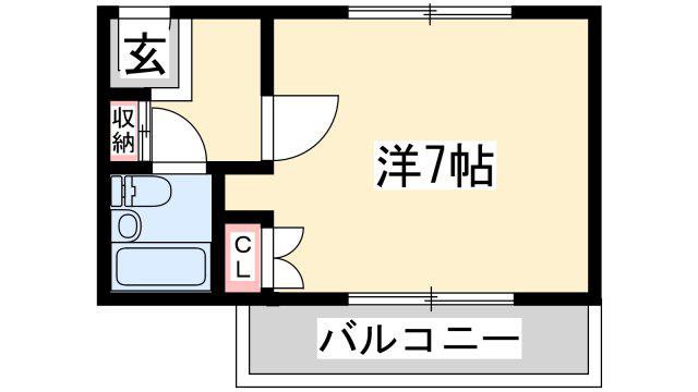 シャン I(ワンルーム/2階)の間取り写真
