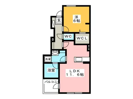 セピアコートI(1LDK/1階)の間取り写真