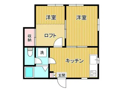 東仙台第2レジデンス(2K/1階)の間取り写真