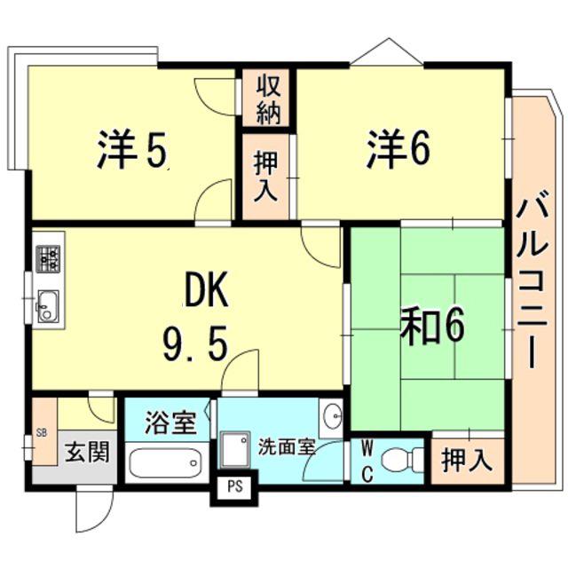 グリーンライフ北夙川(3DK/2階)の間取り写真
