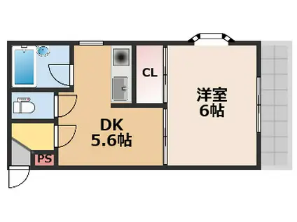 プラザダイエー草津(1DK/3階)の間取り写真