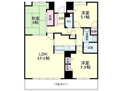 セントラルタワー(3LDK/15階)の間取り写真