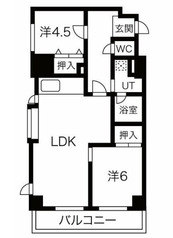 アルボール西道頓堀(2LDK/4階)の間取り写真