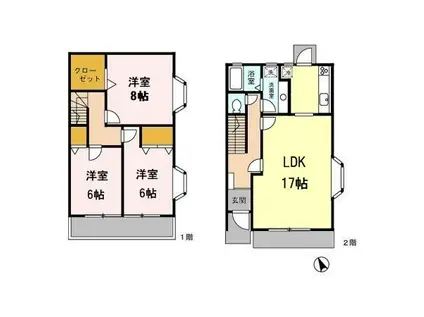 サニーホームズ C(3LDK/1階)の間取り写真