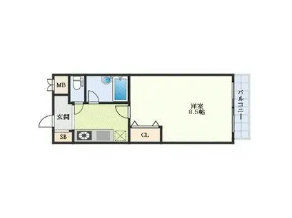 アロース我孫子東(1K/1階)の間取り写真