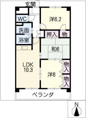 ソレーユ五条壱番館(3LDK/2階)の間取り写真