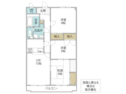 サンライズワカバ(3LDK/3階)の間取り写真