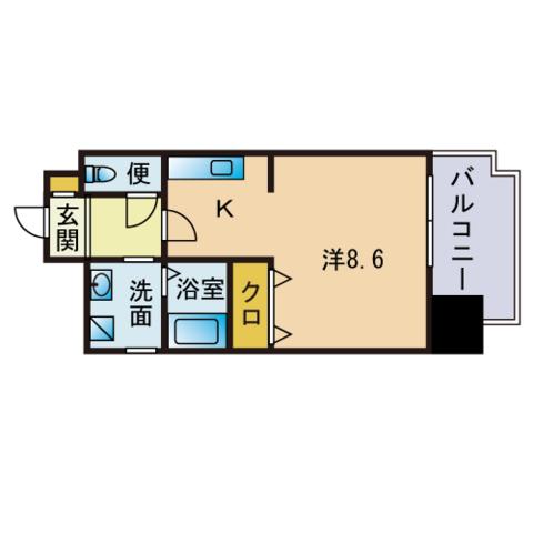 アリターレ薬院(ワンルーム/10階)の間取り写真