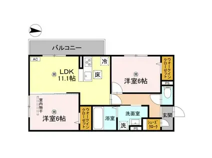 萩 II(2LDK/1階)の間取り写真