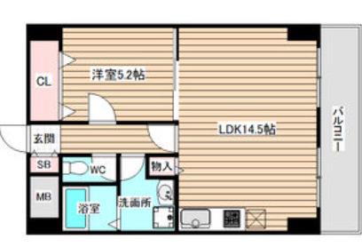 阪神ハイグレードマンション3番館(1LDK/3階)の間取り写真