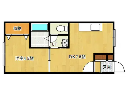 コスモハイツC棟(1DK/2階)の間取り写真