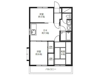 ミモザたちばな(3DK/2階)の間取り写真