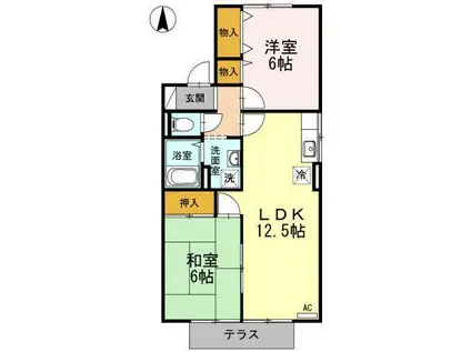 パークサイド廻り町(2LDK/1階)の間取り写真