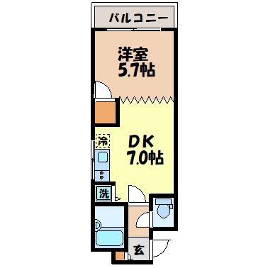 クオーレ鍛冶屋町(1DK/3階)の間取り写真