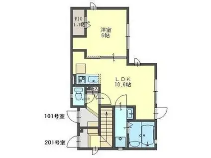 シオン アカサカ(1LDK/1階)の間取り写真