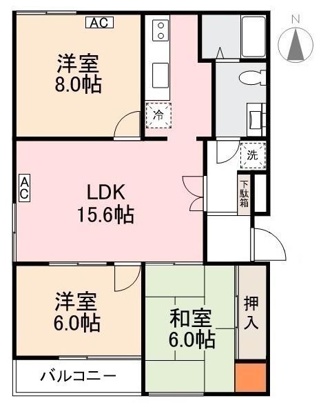 番町ブリックガーデン京都(3LDK/1階)の間取り写真