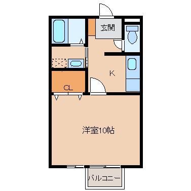 エスペランサ婦中(1K/2階)の間取り写真