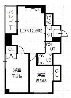 エンドレス26(2LDK/7階)の間取り写真
